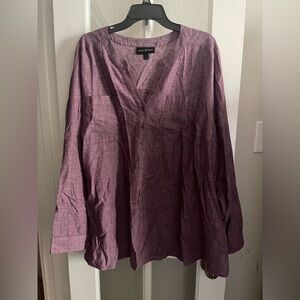 Lane Bryant Casual Plum Button Down Shirt